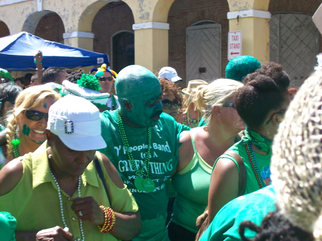 Green was the color of the day in downtown Christiansted.