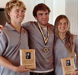 A Division champs Ian Barrows (from left), Ian Coyle and Agustina Barbuto.