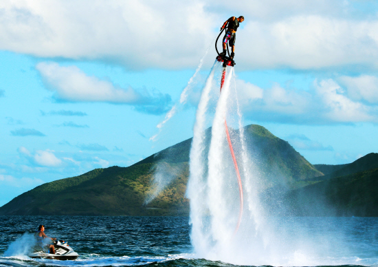It's a flying fish! It's a plane! No, it's flyboarding; click image to enlarge. (Tom Fields photo)