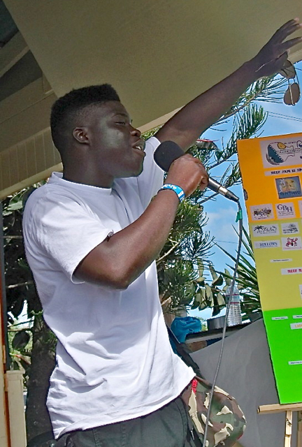 Clemrick Bryan, the 2012 Reef Rap winner, helps spread the word. 