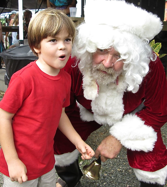 Aden Trujillo, 4, meets Santa.