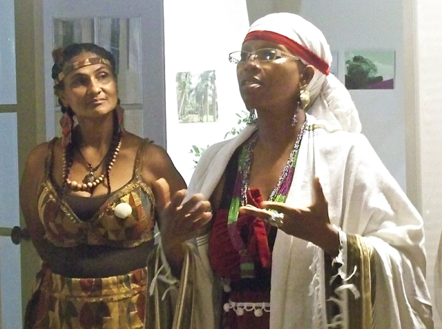 Maekiaphan Phillips, left, of Opia Taino International and Chenzira Davis Kahina, of Per Ankh.