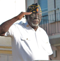 A veteran salutes.