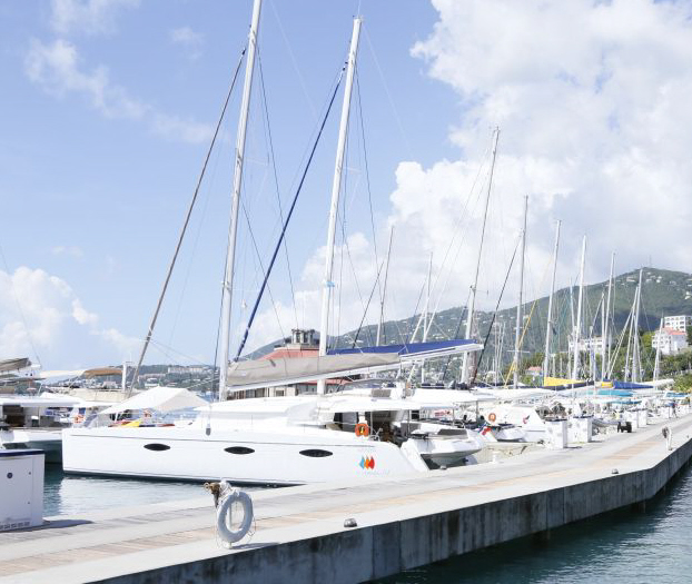 More than 40 vessels fill the slips at Yacht Haven Grande.