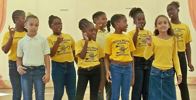 Evelyn Williams School students sing 'Lean on Me.'