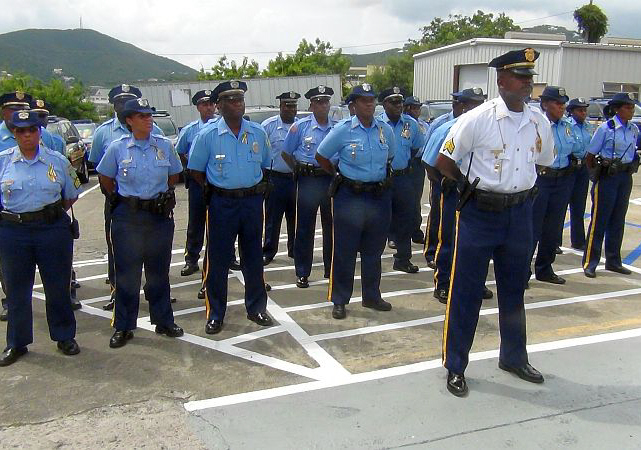Zone C personnel stand at attention during Monday's ceremony.