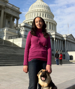 Disability rights lawyer Haben Girma (pictured at the U.S. Capitol with guide dog Maxine) will be the conference's keynote speaker.