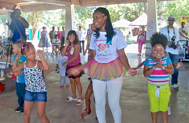 Youngsters take part in Zumba Sunday during the World Heart Day observance.