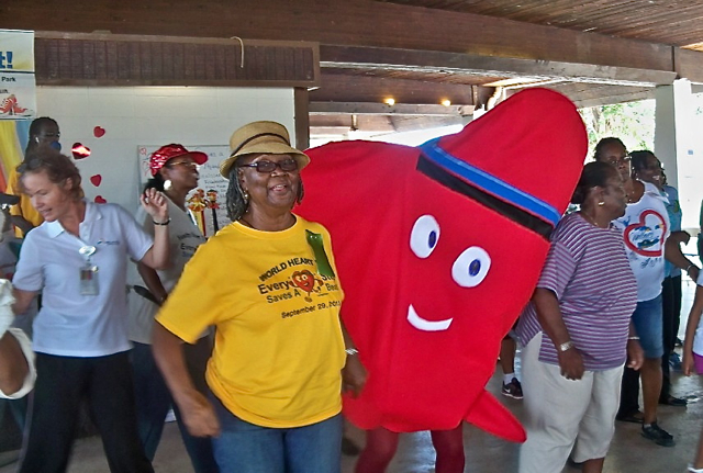 a 'healthy heart' character joins in for the Electric Slide.