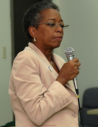 Delegate to Congress Donna Christensen at Thursday's town hall meeting.