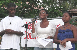 St. John Youth Committee members Malik Stevens, Jessica Samuel and Hadiya Sewer. 