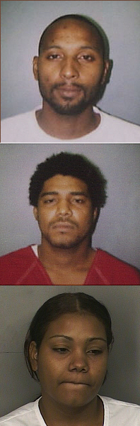 Defendants Jeffrey Browne (top to bottom), Luis Melendez and Marcella Browne.