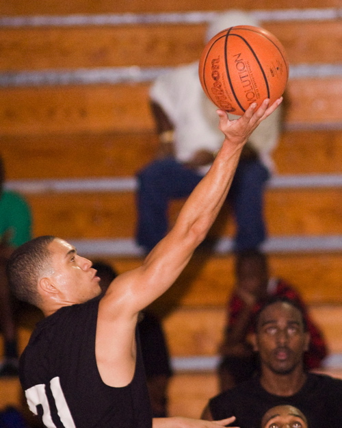 All eyes are on Legacy's Stephen O'Reily as he attacks the basket.