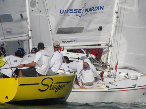 Jes Gram Hansen and Peter Holmberg's boats battle just feet from the seawall fronting downtown Charlotte Amalie.