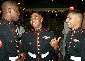 Attending the benefit were St. Croix natives and Marines Lance Cpl. Luis Rivera (left to right), Cpl. Louis Armstrong, and Lance Cpl. Neil Sookraj.