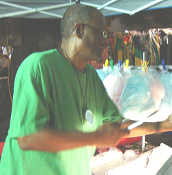 Chris Rivere at the mini-village.