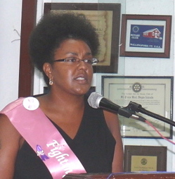 Dr. Jacqueline Thompson speaks to St. Croix Rotary West Tuesday.