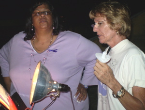 Clema Lewis and Mary Mingus, co-directors of Women's Coalition at Thursday's 'Take Back the Night' march.