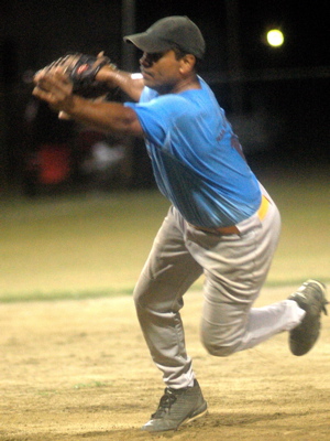 Cobras pitcher Manuel Jose, fires at the plate. Jose came home away with a no-decision after a great pitching effort.