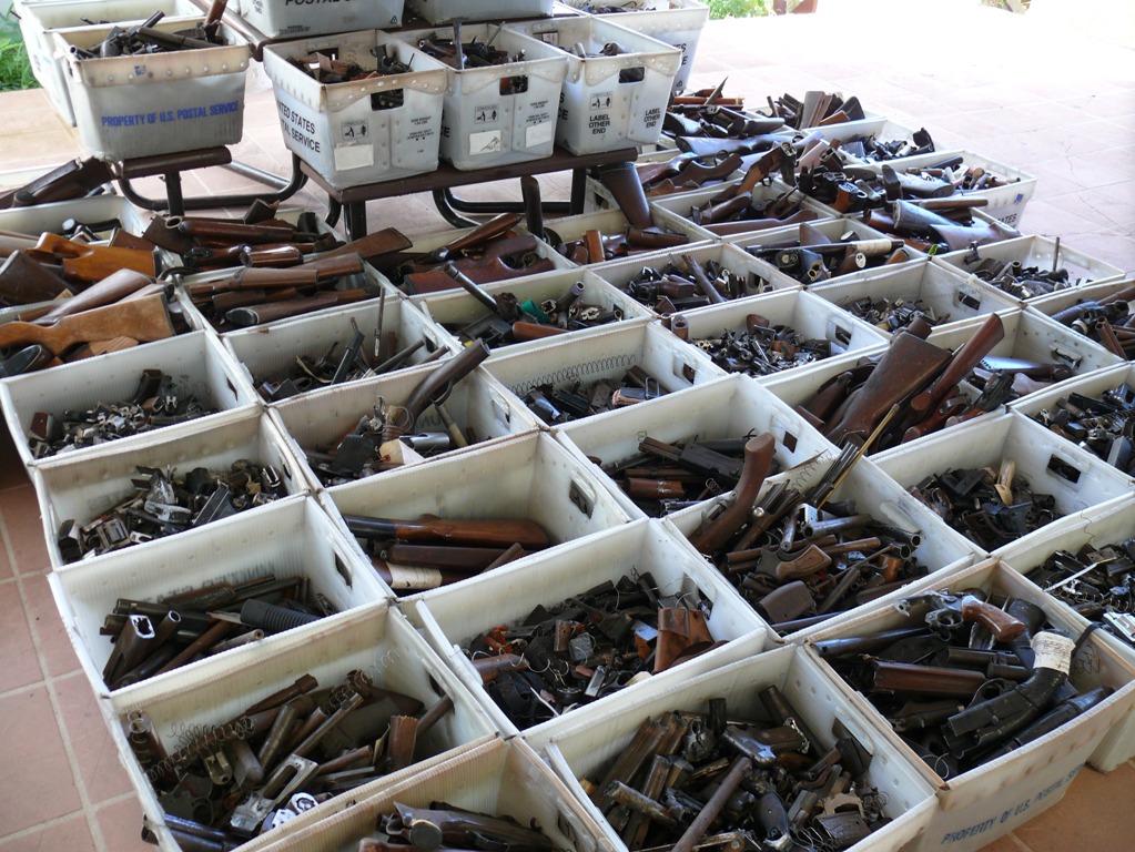 Some of the thousands of gun parts destined for the crusher.