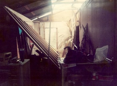 Sunlight beams through a roof that has blown off a St. Croix home. Photo courtesy of St. Croix resident Chenzira Kahina.