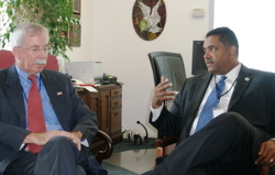ATF Director Kenneth Melson. left, and Gov. John deJongh Jr. meet Thursday in Washington D.C.