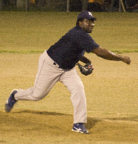 It was lights out for the Vikings once Yankees closer Leroy 'Dedo' Simmonds took the mound.