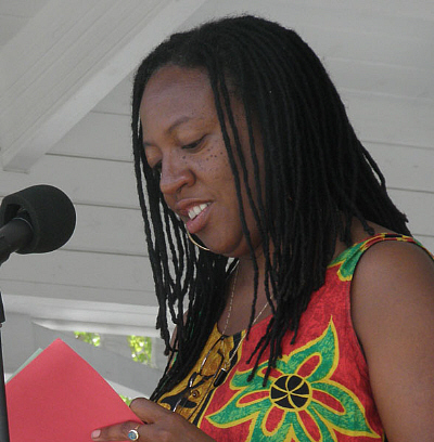 Felicia Blake began Emancipation Day with an African prayer.