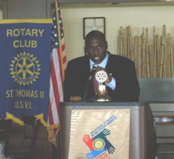 Novelle Francis addresses Rotarians Wednesday.