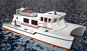 Artist's drawing of the ambulance boat soon to make the Virgin Islands its home.