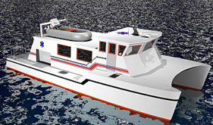 Computer design of the new 50-foot ambulance vessel. (Image courtesy Gold Coast Yachts)