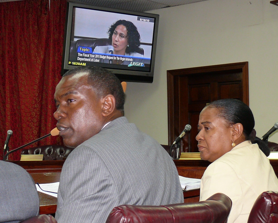 Labor Commissioner Albert Bryan and Assistant Commissioner Arah Lockhart make their case during Thursday's budget hearing.