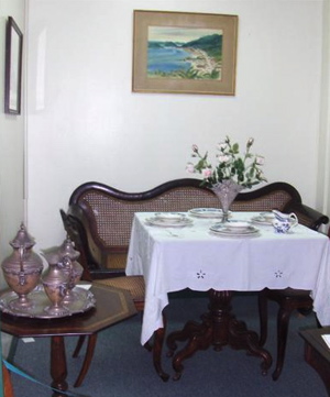 The dining room exhibit in the museum.