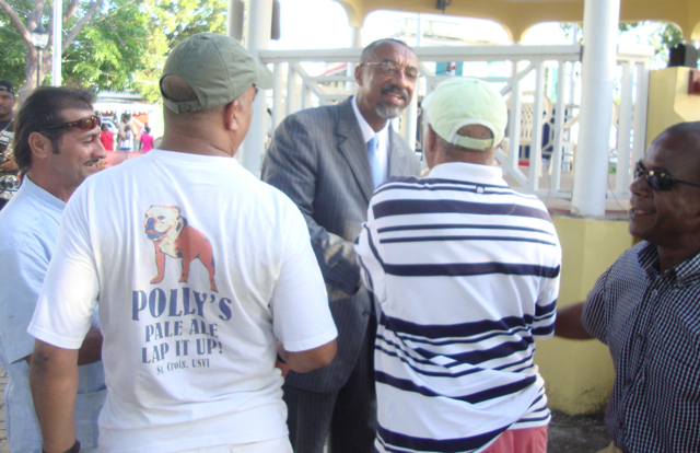 Gerard Luz James II greets enthusiastic supporters Suday after announcing he is running for governor.