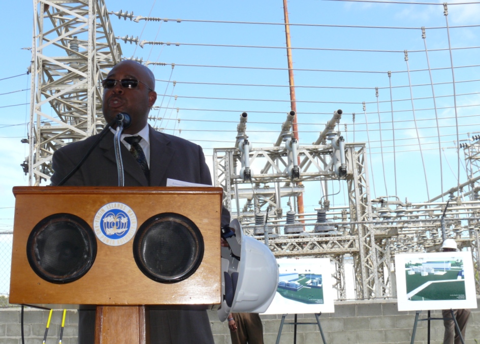 WAPA Executive Director Hugo Hodge Jr. at Richmond substation groundbreaking.