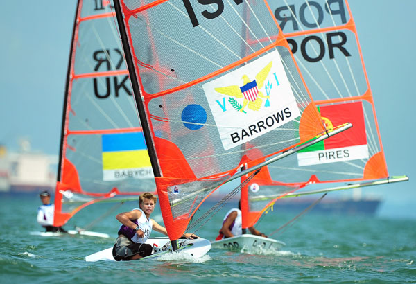 Ian Barrows sailing to victory in Singapore.