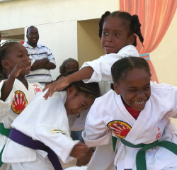 Young martial artists entertain with a demonstration of prowess and precision.