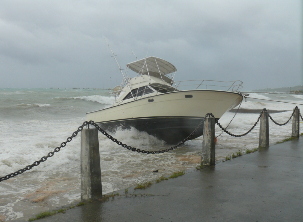 A motorboat founders in Frederiksted.