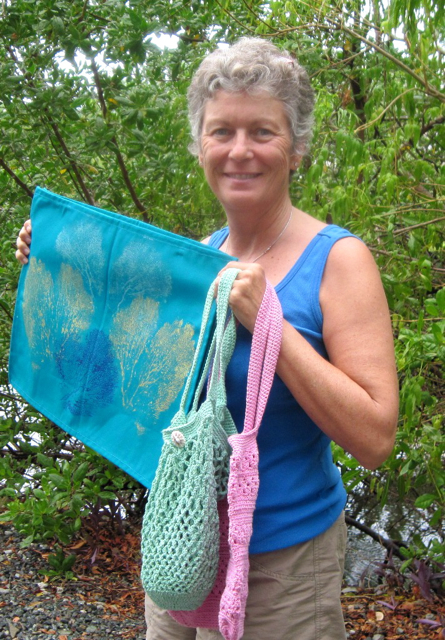 Mikki Addison with some of the textiles she's now selling.