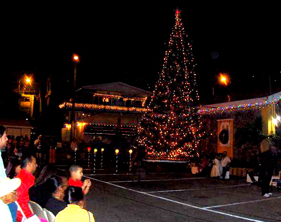 The Frenchtown community gathers for the annual tree-lighting ceremony.
