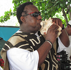 Mano Boyd riffs on the conch shell.