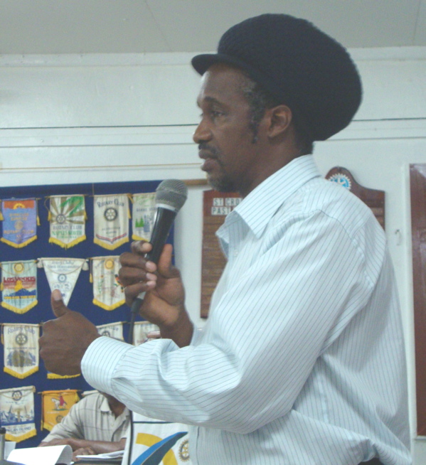 Agriculture Commissioner Louis Petersen talks to the Rotary West club Tuesday in Frederiksted.