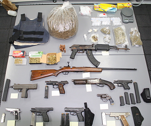 Weapons seized in the raid.
