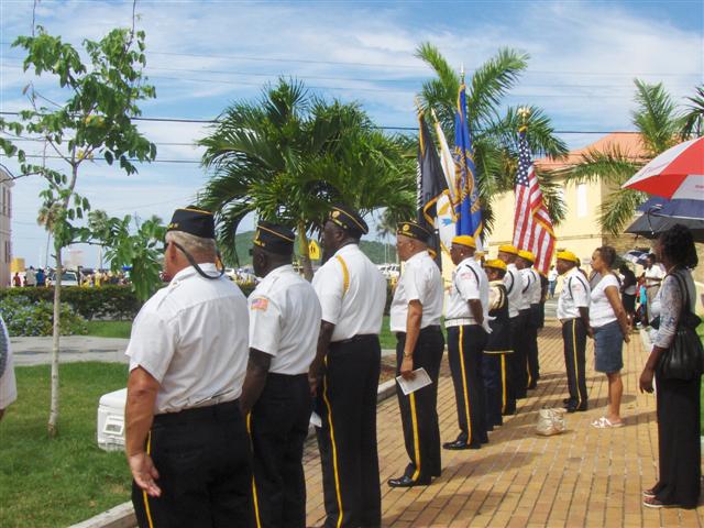 American Legionnaires line up at Memorial Day service.