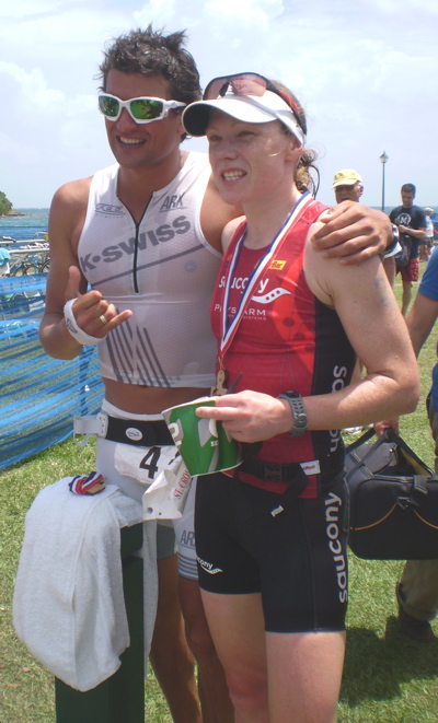 First-place mens and womens winners Torenzo Bozzone and Catriona Morrison.
