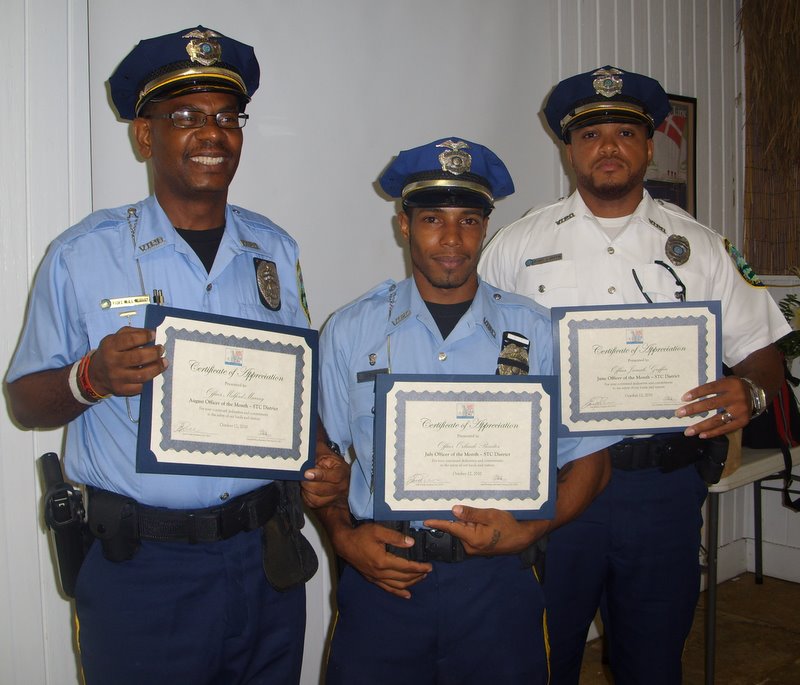  St. Croix Officers of the Month, Jamale Griffin, Orlando Benitez Jr. and Melford Murray (pictured from left).
