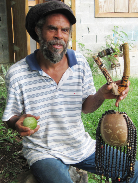 Delroy Anthony displays his creations.