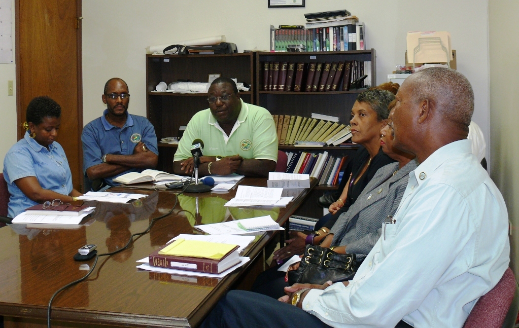Members of the St. Croix and St. Thomas-St. John elections boards at Thursday's press conference.