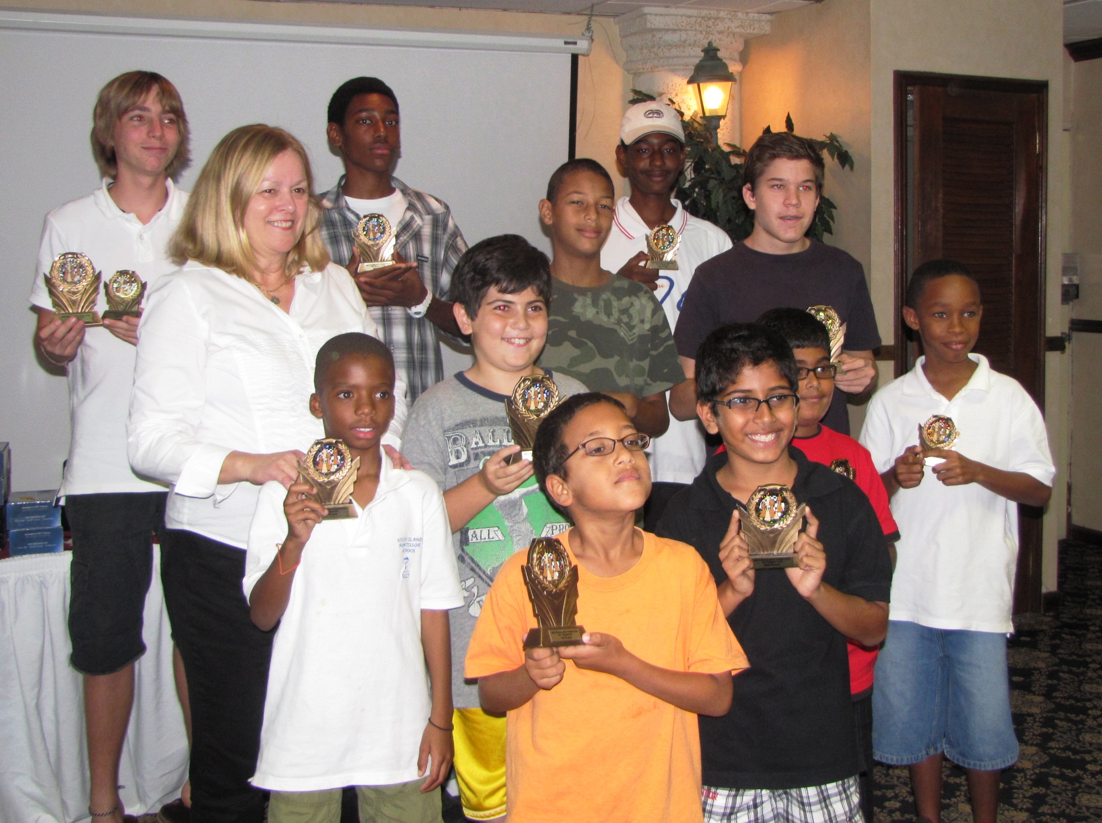 The winners of the St. Thomas-St. John Open Scholastic Chess Tournament 
