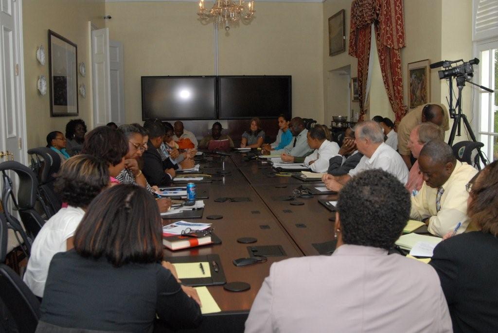 Representatives from various organizations briefed the governor Thursday on their efforts to help Haiti.